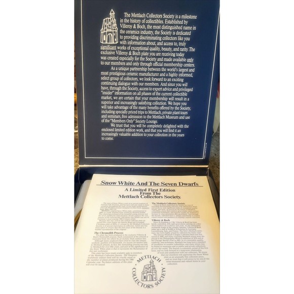 Vintage Mettlach Collectors Society Chromolith Snow White & The 7 Dwarfs Plate - Picture 4 of 5